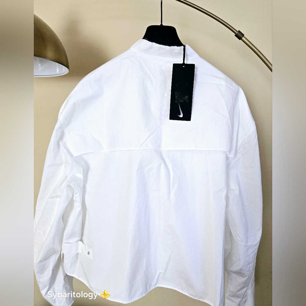 NWT NIKE × EVERY STITCH CONSIDERED Unisex White Cropped Shirt Jacket Size: XL - Picture 2 of 16